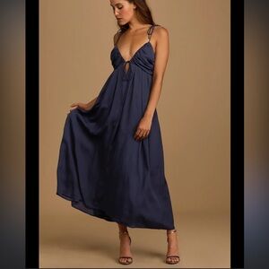Lulu's Navy Blue Tie-strap Maxi Dress Size Small